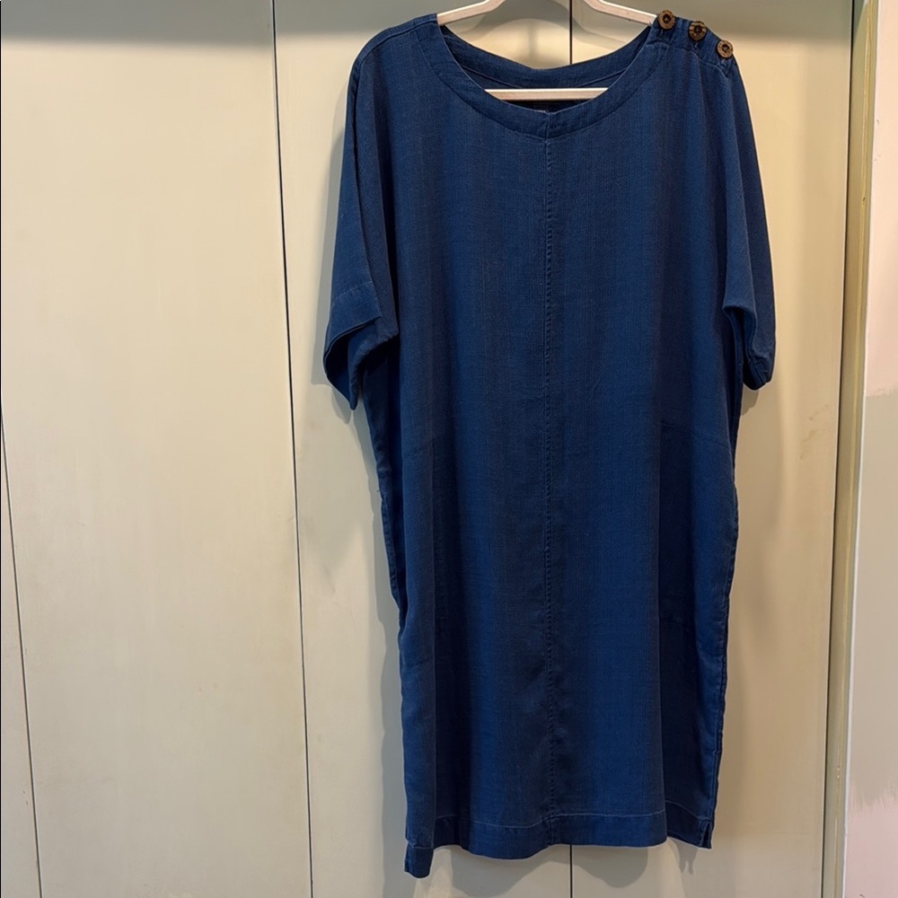 Blue Short Sleeve Dress with pockets